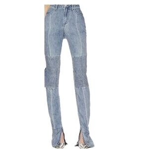 AFRM Light Blue Skinny Jeans with Unique Stitching